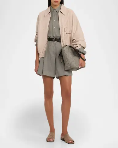 Brunello Cucinelli Glossy Nappa Leather Outerwear Jacket | Thumbnail 2