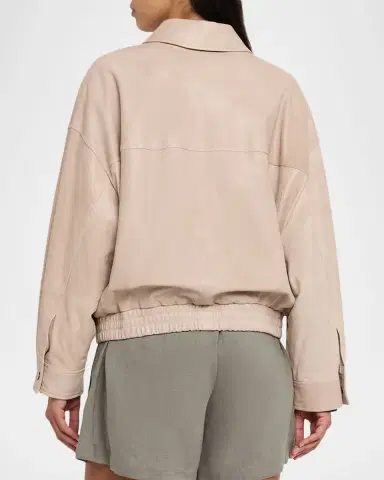 Brunello Cucinelli Glossy Nappa Leather Outerwear Jacket | Thumbnail 3