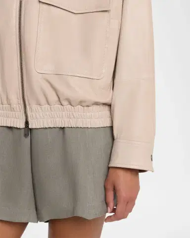 Brunello Cucinelli Glossy Nappa Leather Outerwear Jacket | Thumbnail 5