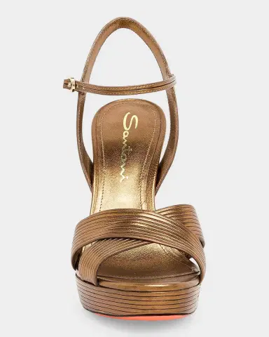 Santoni 100mm Laureen Metallic Leather Platform Sandals | Thumbnail 4 Santoni 100mm Laureen Metallic Leather Platform Sandals | Thumbnail 4