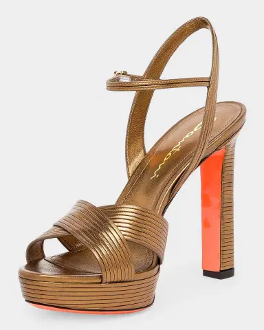 Santoni 100mm Laureen Metallic Leather Platform Sandals | Thumbnail 5 Santoni 100mm Laureen Metallic Leather Platform Sandals | Thumbnail 5