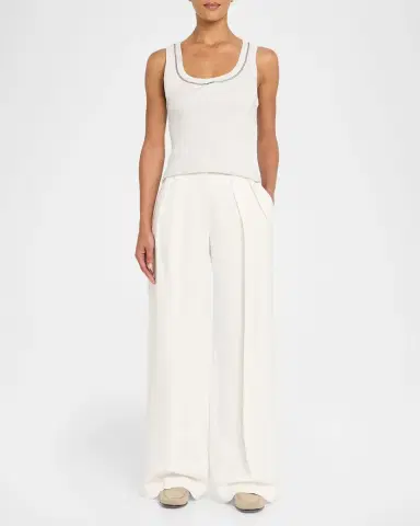 Brunello Cucinelli Monili Scoop-Neck Rib Tank Top | Thumbnail 2