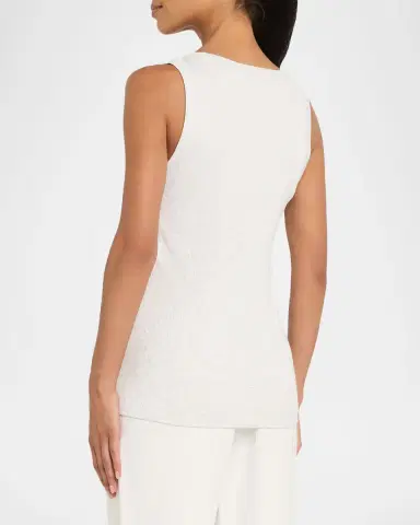 Brunello Cucinelli Monili Scoop-Neck Rib Tank Top | Thumbnail 3