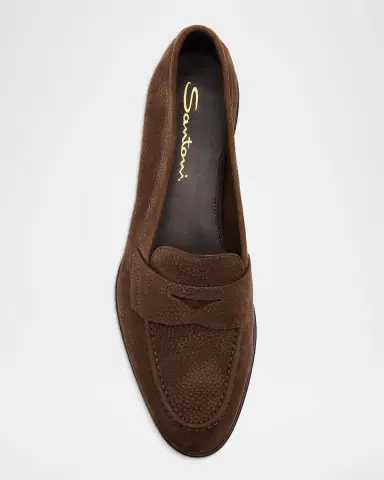 Santoni Suede Penny Loafers | Thumbnail 5