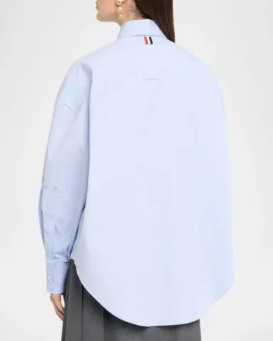 Thom Browne Supersized Crest Embroidered Poplin Shirt | Thumbnail 2