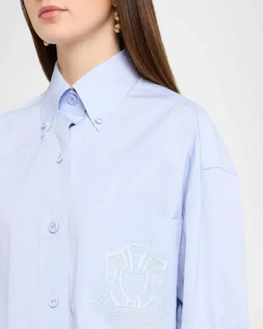 Thom Browne Supersized Crest Embroidered Poplin Shirt | Thumbnail 4