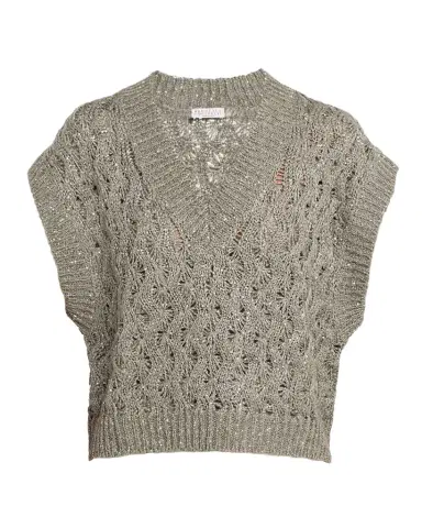 Brunello Cucinelli V-Neck Paillette Open-Knit Vest | Thumbnail 1 Brunello Cucinelli V-Neck Paillette Open-Knit Vest | Thumbnail 1