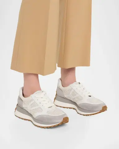 Veronica Beard Valentina Mesh and Mixed Leather Runner Sneakers | Thumbnail 2 Veronica Beard Valentina Mesh and Mixed Leather Runner Sneakers | Thumbnail 2