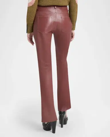 Chloé Mid-Rise Leather Flare Trousers | Thumbnail 3 Chloé Mid-Rise Leather Flare Trousers | Thumbnail 3