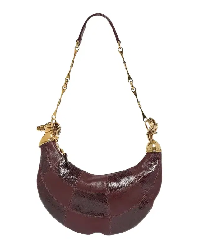 Chloe Chain Horse Shoulder Bag in Patchwork Leather