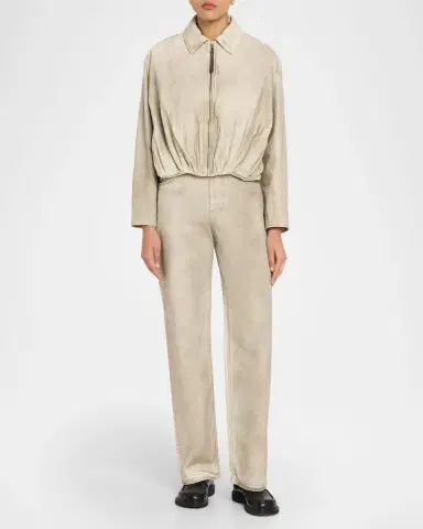Loewe Coated Denim Cinched Straight-Leg Jeans | Thumbnail 2 Loewe Coated Denim Cinched Straight-Leg Jeans | Thumbnail 2