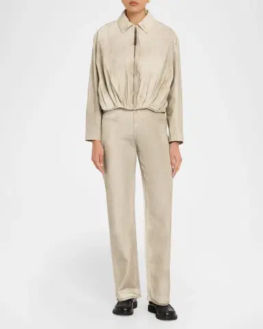 Loewe Coated Denim Draped Bomber Jacket | Thumbnail 2 Loewe Coated Denim Draped Bomber Jacket | Thumbnail 2