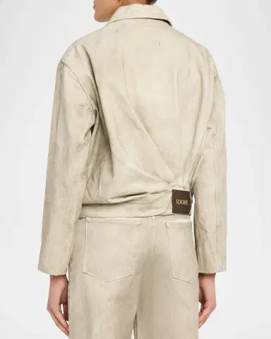 Loewe Coated Denim Draped Bomber Jacket | Thumbnail 3 Loewe Coated Denim Draped Bomber Jacket | Thumbnail 3