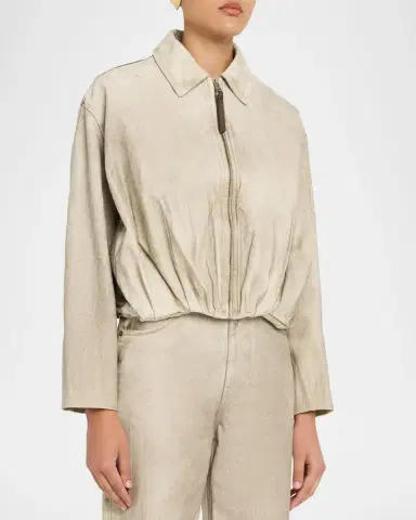 Loewe Coated Denim Draped Bomber Jacket | Thumbnail 4 Loewe Coated Denim Draped Bomber Jacket | Thumbnail 4