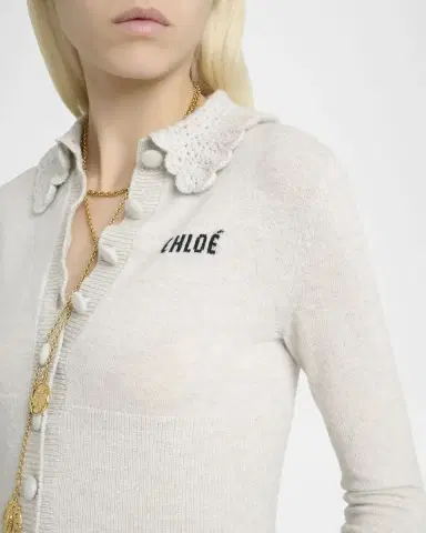 Chloé Crochet Collared Wool Cardigan | Thumbnail 5 Chloé Crochet Collared Wool Cardigan | Thumbnail 5