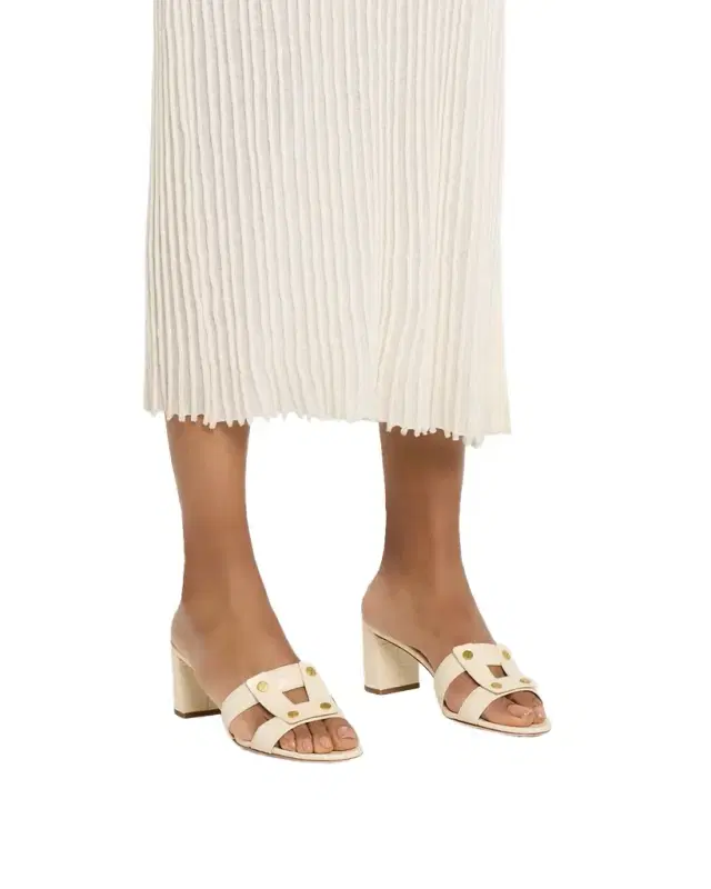 55mm Via Croc-Embossed Leather Block-Heel Sandals