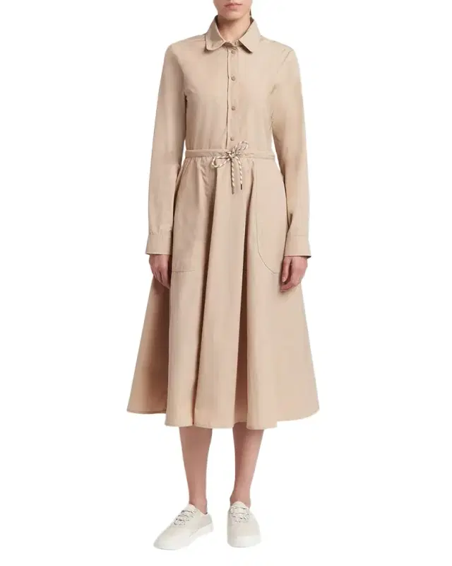 A-Line Technical Cotton Shirtdress