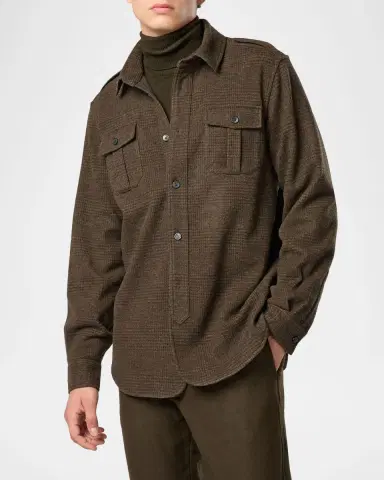 Sease Men 's Felpa Generale Prince of Wales Overshirt | Thumbnail 2