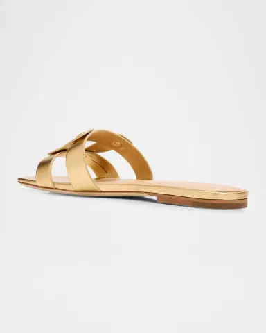 Veronica Beard Via Metallic Leather Flat Slide Sandals | Thumbnail 4 Veronica Beard Via Metallic Leather Flat Slide Sandals | Thumbnail 4