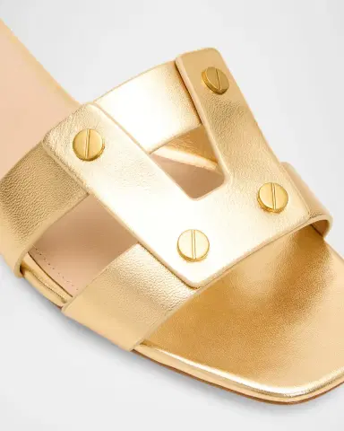 Veronica Beard Via Metallic Leather Flat Slide Sandals | Thumbnail 5 Veronica Beard Via Metallic Leather Flat Slide Sandals | Thumbnail 5