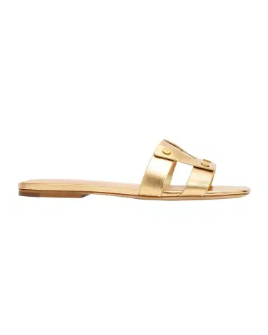 Veronica Beard Via Metallic Leather Flat Slide Sandals | Thumbnail 1 Veronica Beard Via Metallic Leather Flat Slide Sandals | Thumbnail 1