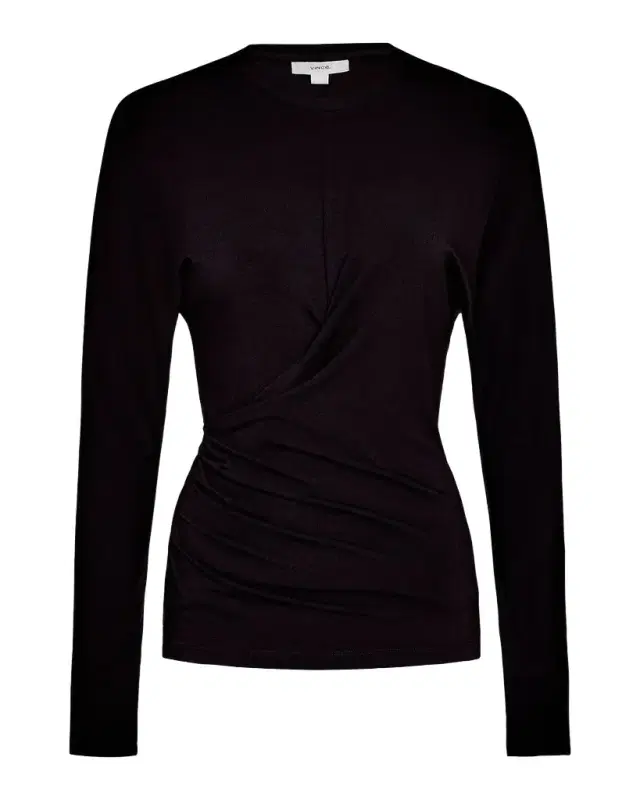 Vince Fixed-Drape Long-Sleeve Blouse
