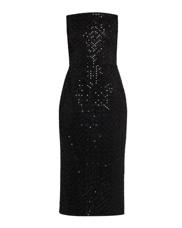 REBECCA VALLANCE Neve Strapless Beaded Bodycon Midi Dress