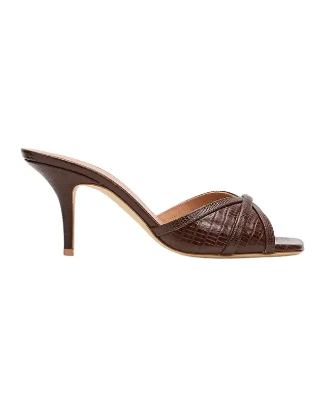 0mm Perla Embossed Leather Mule Sandals