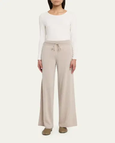 Lisa Yang Sofi Cashmere Straight-Leg Pull-On Trousers | Thumbnail 2