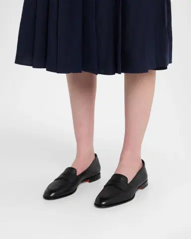 Santoni Marlene Leather Penny Loafers | Thumbnail 2