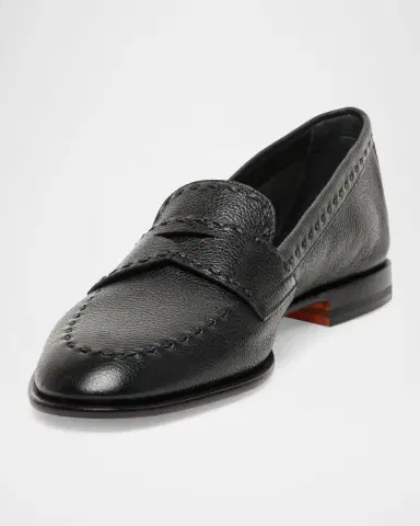 Santoni Marlene Leather Penny Loafers | Thumbnail 6