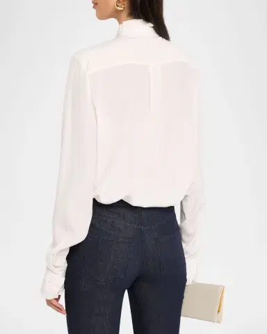 Tom Ford Silk Crepe de Chine Button-Front Blouse | Thumbnail 3 Tom Ford Silk Crepe de Chine Button-Front Blouse | Thumbnail 3