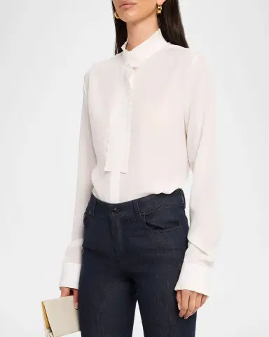 Tom Ford Silk Crepe de Chine Button-Front Blouse | Thumbnail 4 Tom Ford Silk Crepe de Chine Button-Front Blouse | Thumbnail 4