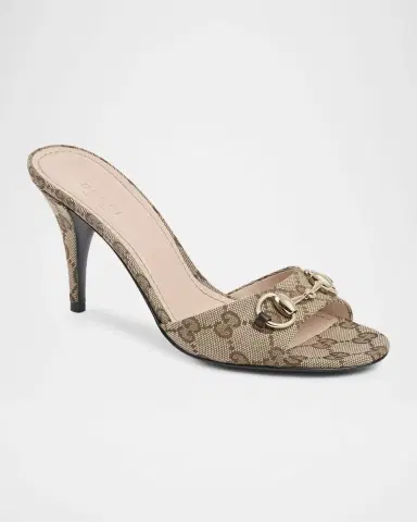 Gucci 85mm Erin GG Monogram Canvas Mules | Thumbnail 2 Gucci 85mm Erin GG Monogram Canvas Mules | Thumbnail 2