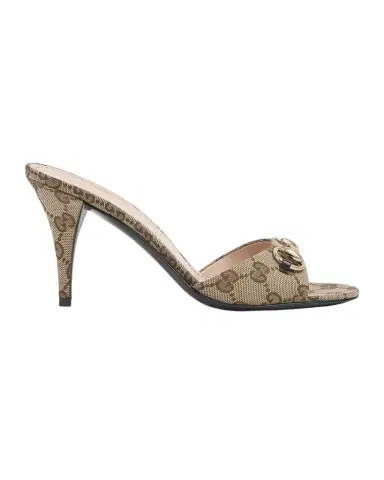 Gucci 85mm Erin GG Monogram Canvas Mules | Thumbnail 1 Gucci 85mm Erin GG Monogram Canvas Mules | Thumbnail 1