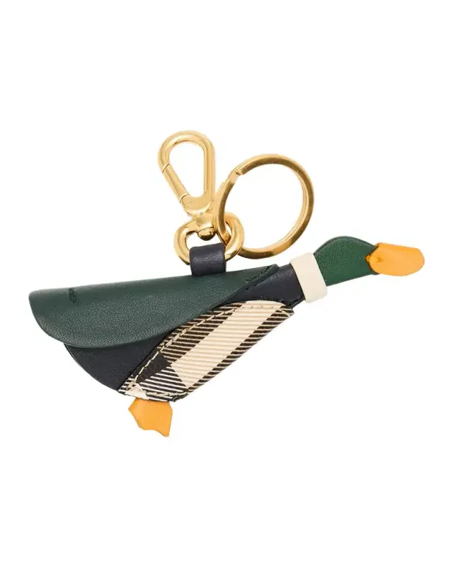 Leather & Check Duck Bag Charm