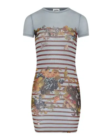 Jean Paul Gaultier Mariniere Grapes-Print Mesh Short-Sleeve Mini Dress | Thumbnail 1 Jean Paul Gaultier Mariniere Grapes-Print Mesh Short-Sleeve Mini Dress | Thumbnail 1