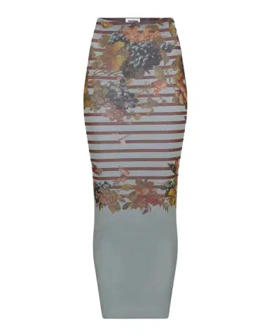 Jean Paul Gaultier Mariniere Grape-Print Mesh Maxi Skirt | Thumbnail 1