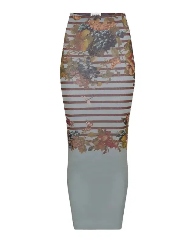Mariniere Grape-Print Mesh Maxi Skirt