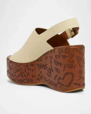 Chloé 80mm Maxime Leather Wedge Sandals | Thumbnail 2