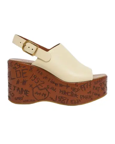 Chloé 80mm Maxime Leather Wedge Sandals | Thumbnail 1