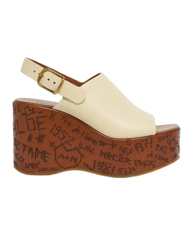 80mm Maxime Leather Wedge Sandals