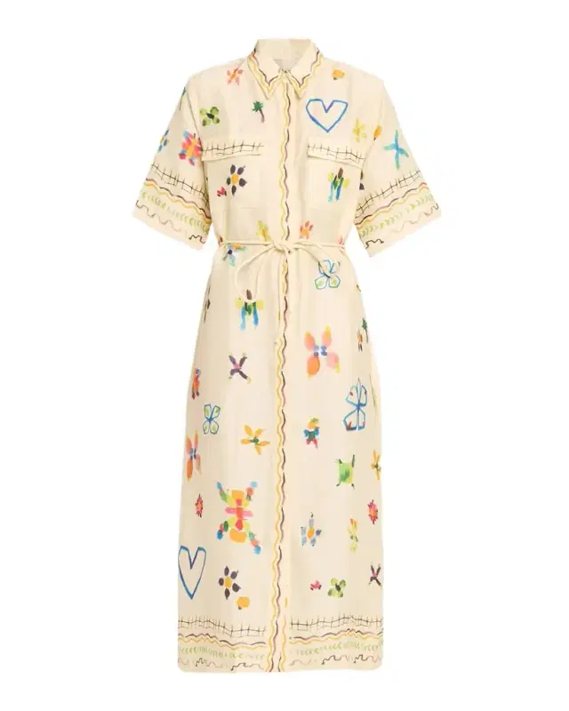 Sidi Printed Linen-Blend Midi Shirtdress