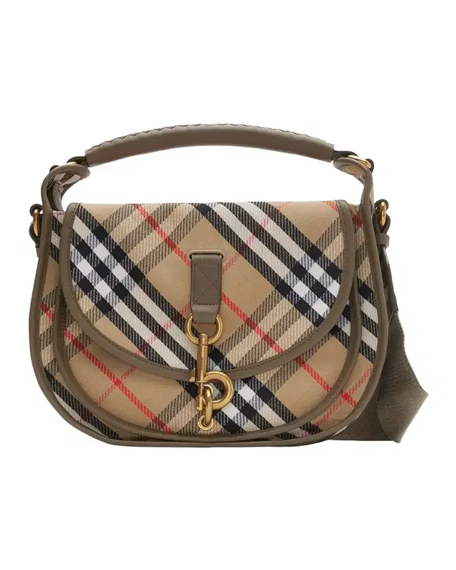 Burberry Small B Clip Check Messenger Bag