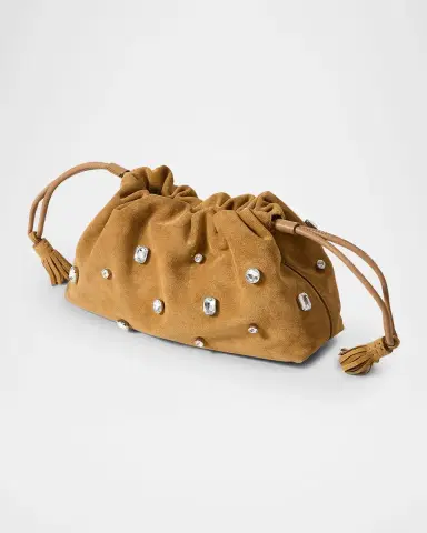 Veronica Beard Small Crystal-Studded Suede Clutch Bag | Thumbnail 2
