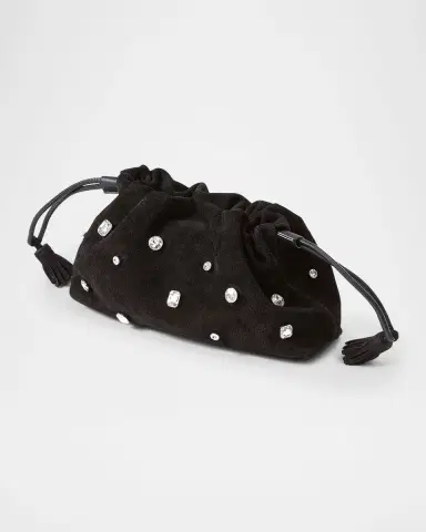 Veronica Beard Small Crystal-Studded Suede Clutch Bag | Thumbnail 7
