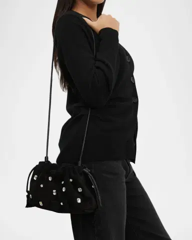 Veronica Beard Small Crystal-Studded Suede Clutch Bag | Thumbnail 9