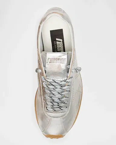 Golden Goose Marathon Speed Metallic Leather Low-Top Sneakers | Thumbnail 4