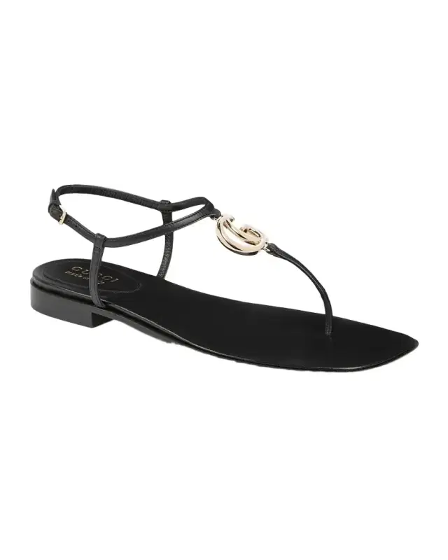 GG Marmont Leather Thong Sandals