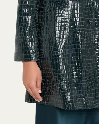 Giorgio Armani Shiny Croc-Print Leather Trench Coat | Thumbnail 9